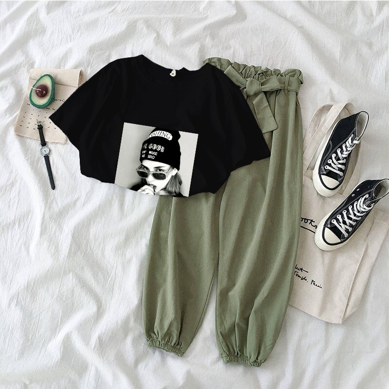 グリーン+ブラックTシャツ