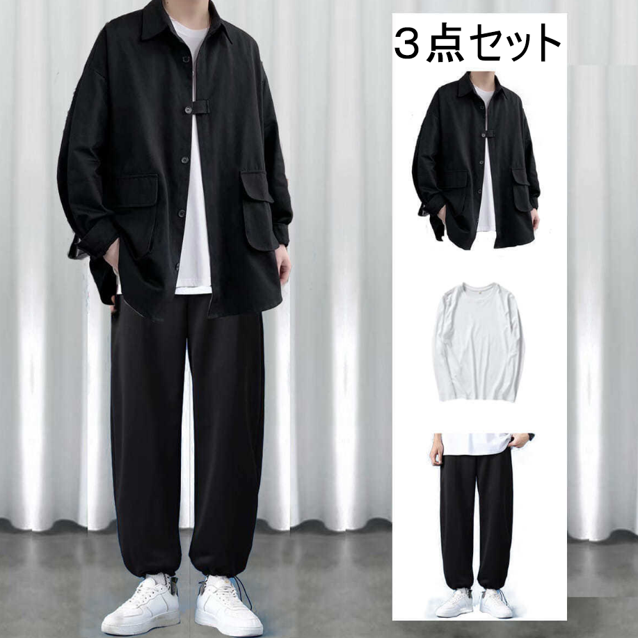 ブラック/ジャケット+Tシャツ+ブラック/パンツ
