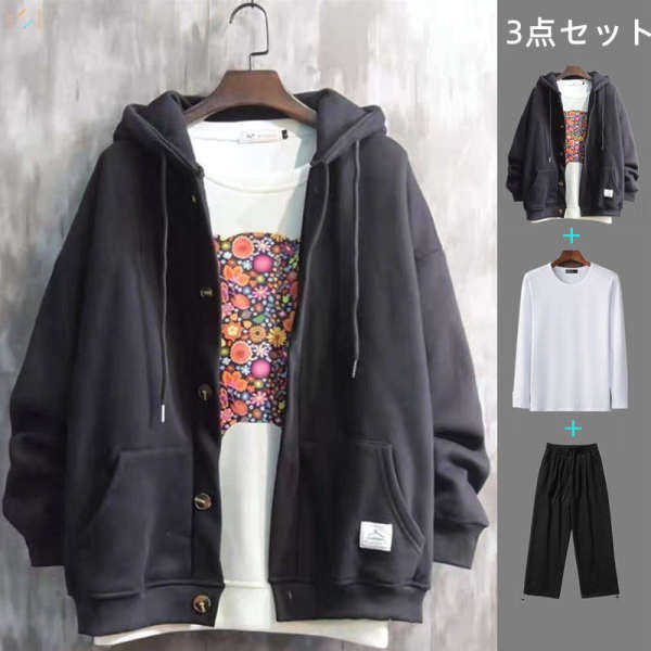 ブラック/ジャケット+ホワイト/Ｔシャツ+ブラック+/パンツ